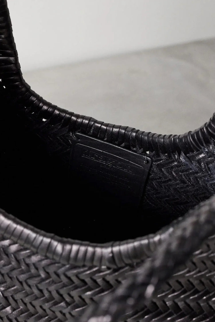 Dragon Diffusion-Ns diagonal triple jump black woven leather bag handmade-dgallerystore