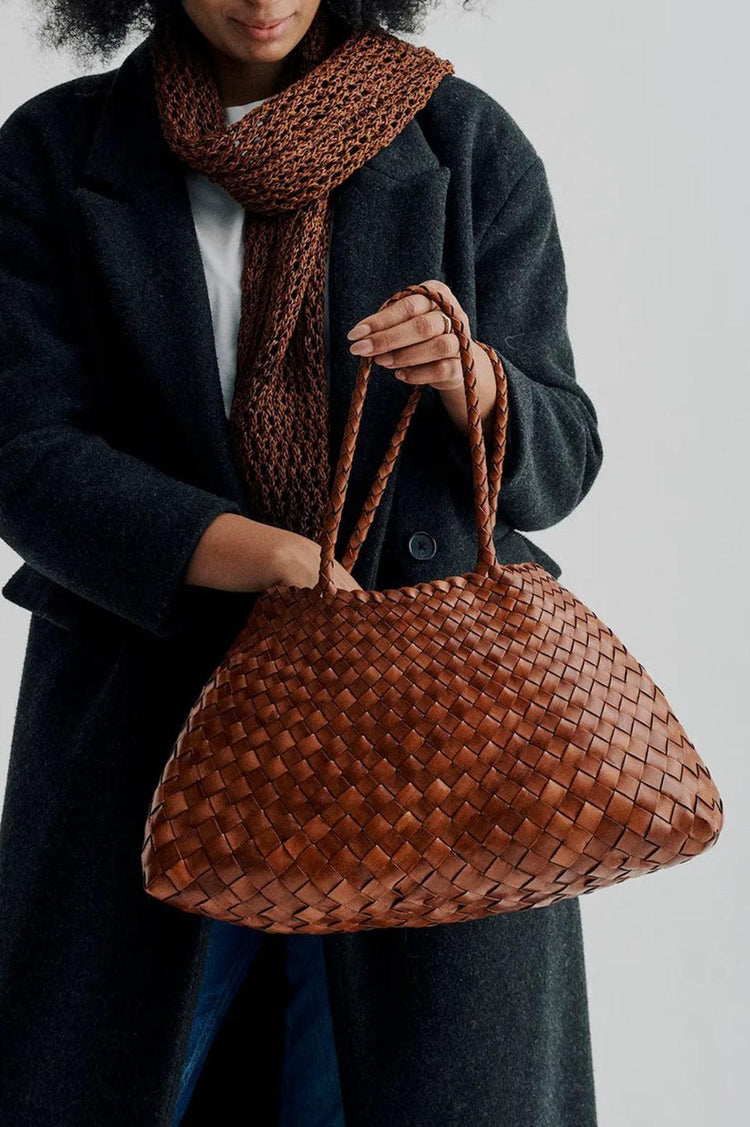 Dragon Diffusion-Santa croce big tan woven leather bag handmade-dgallerystore