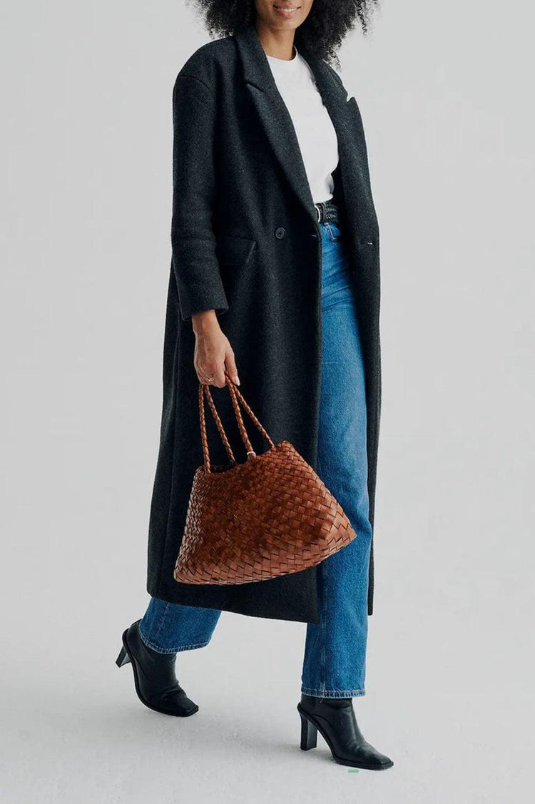 Dragon Diffusion-Santa croce big tan woven leather bag handmade-dgallerystore