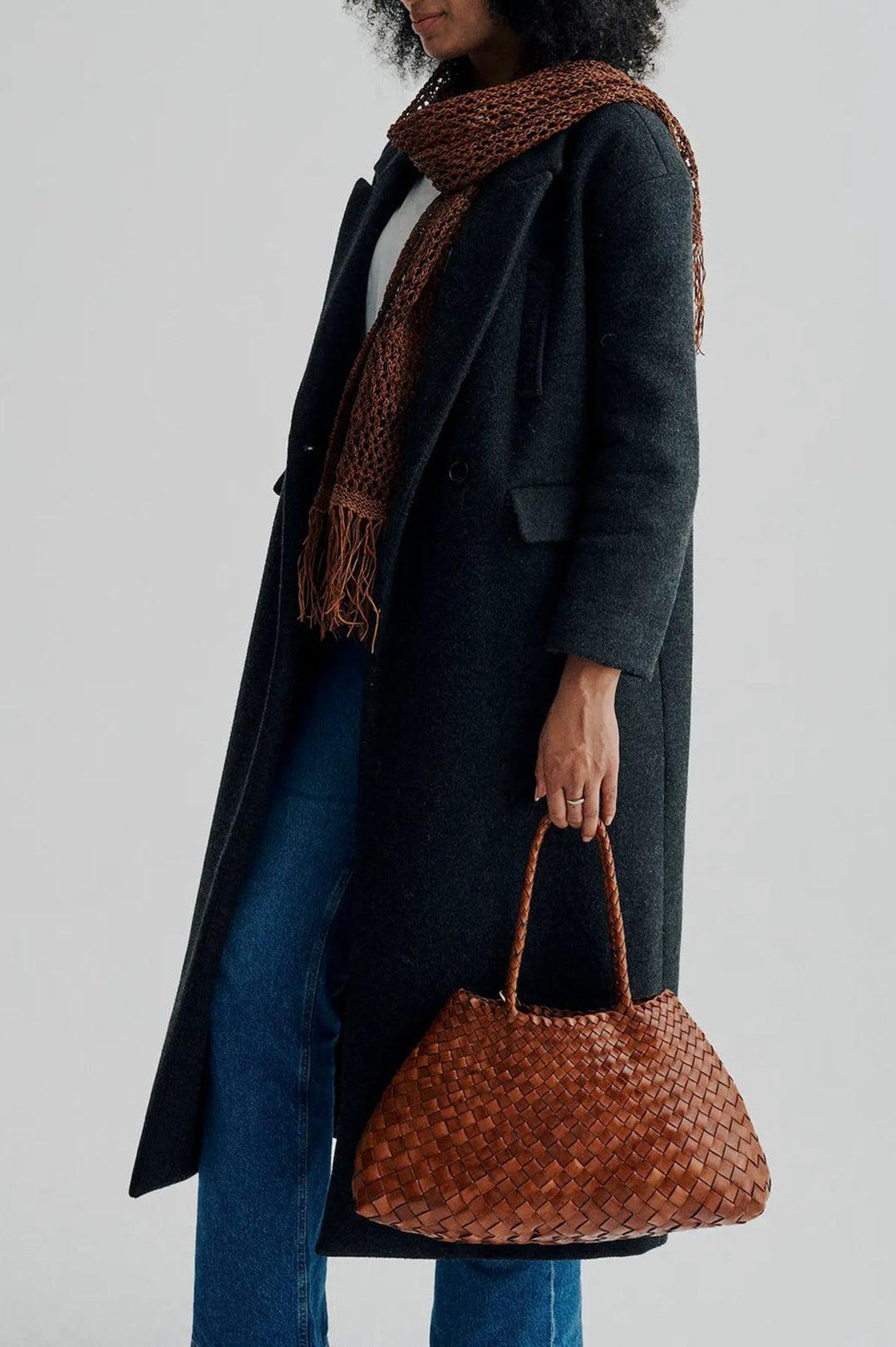 Dragon Diffusion-Santa croce big tan woven leather bag handmade-dgallerystore