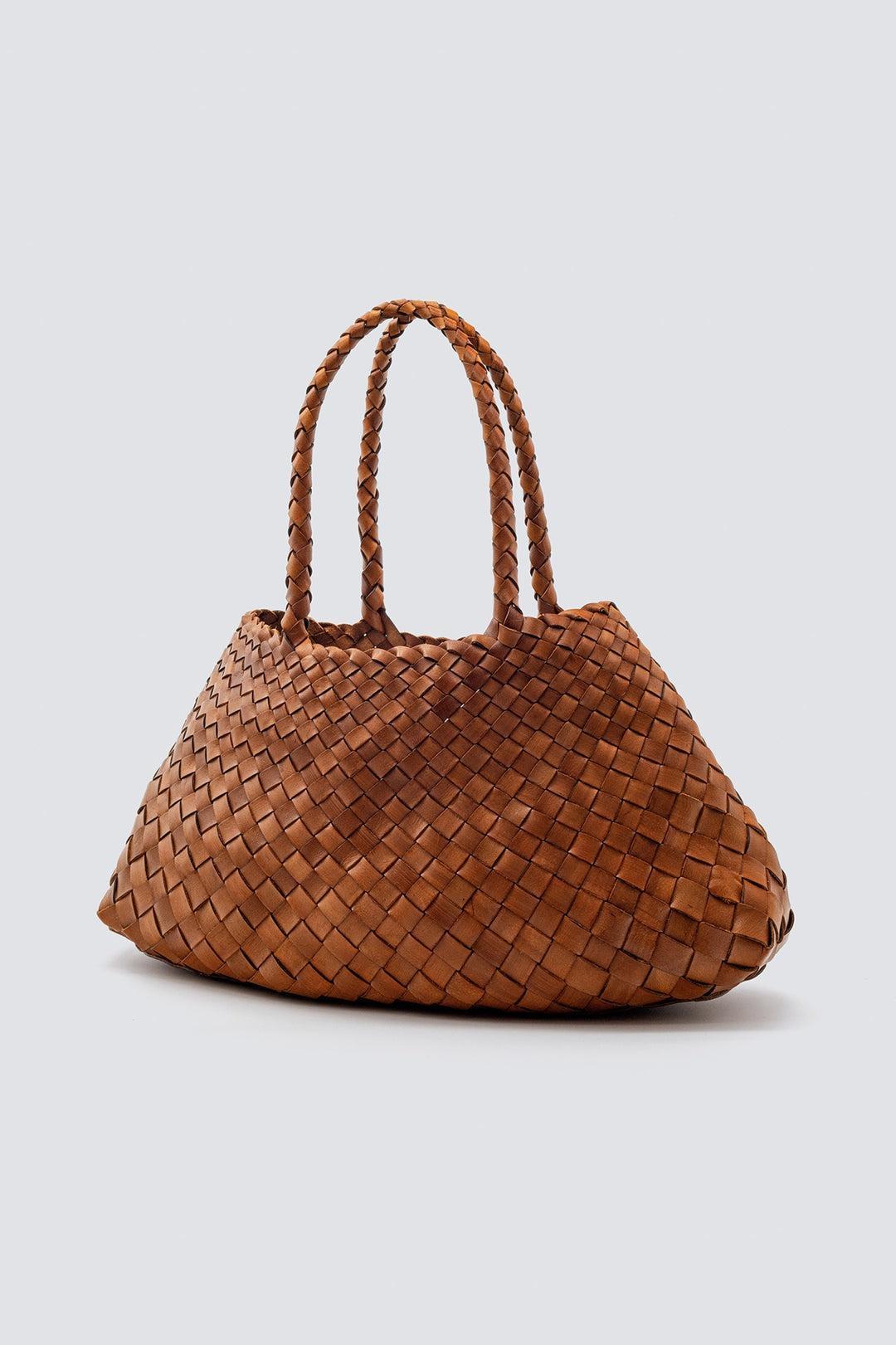 Dragon Diffusion-Santa croce big tan woven leather bag handmade-dgallerystore