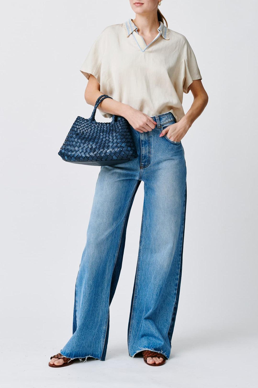 Dragon Diffusion-Santa croce small bag woven navy-dgallerystore