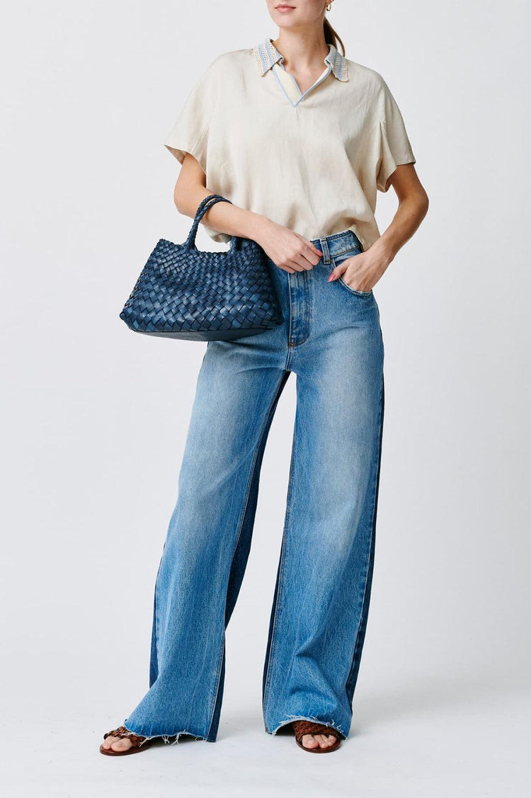 Dragon Diffusion-Santa croce small bag woven navy-dgallerystore