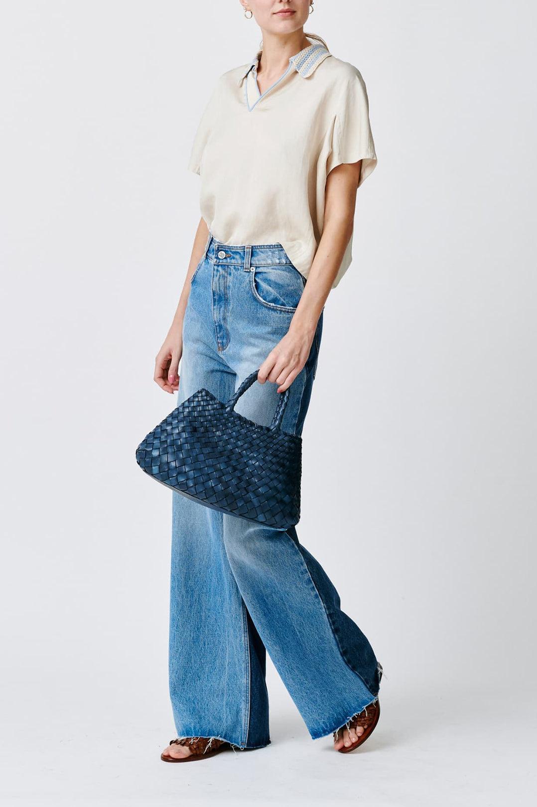 Dragon Diffusion-Santa croce small bag woven navy-dgallerystore