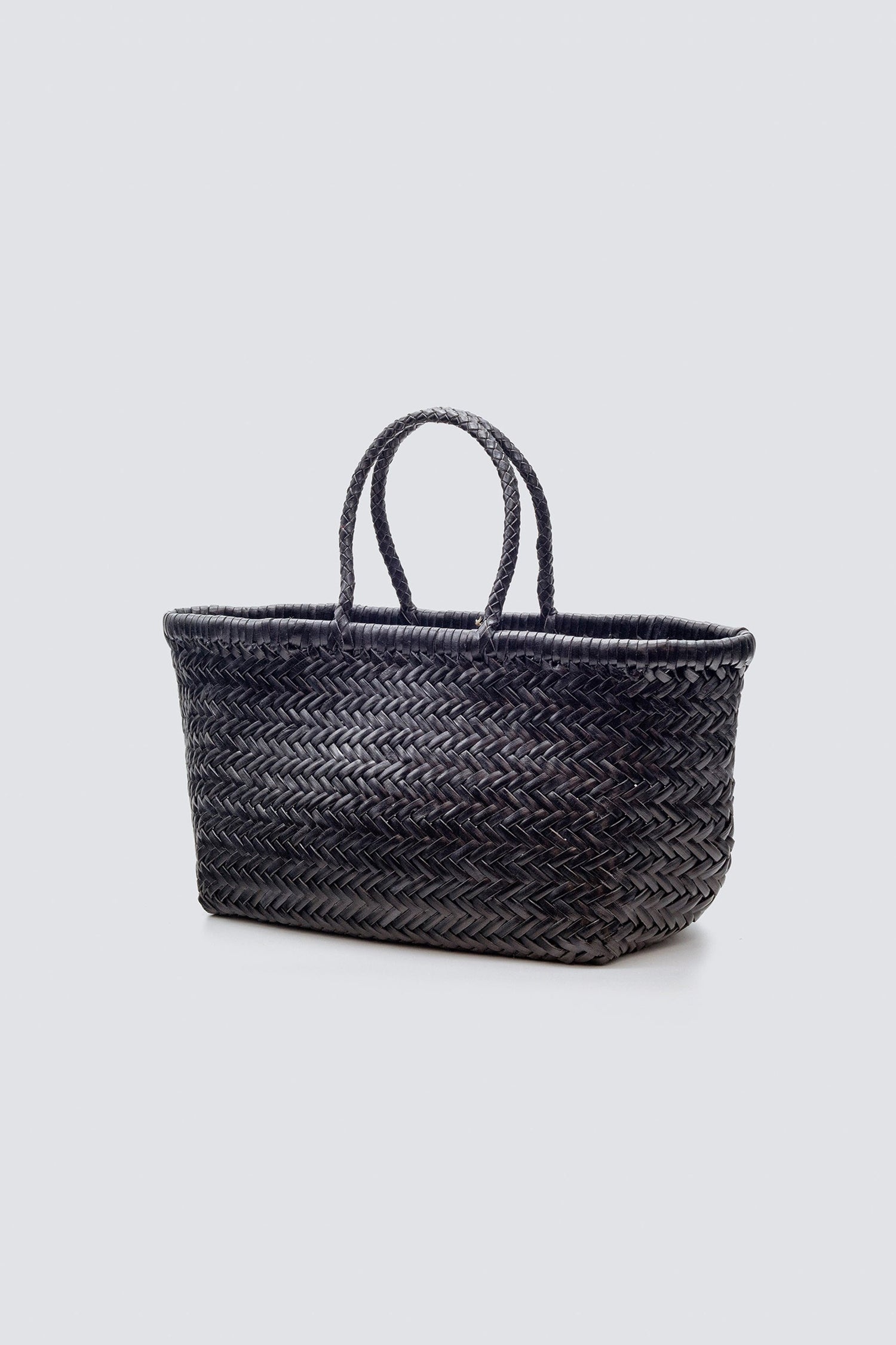 Dragon Diffusion-Triple jump small black woven leather bag handmade-dgallerystore