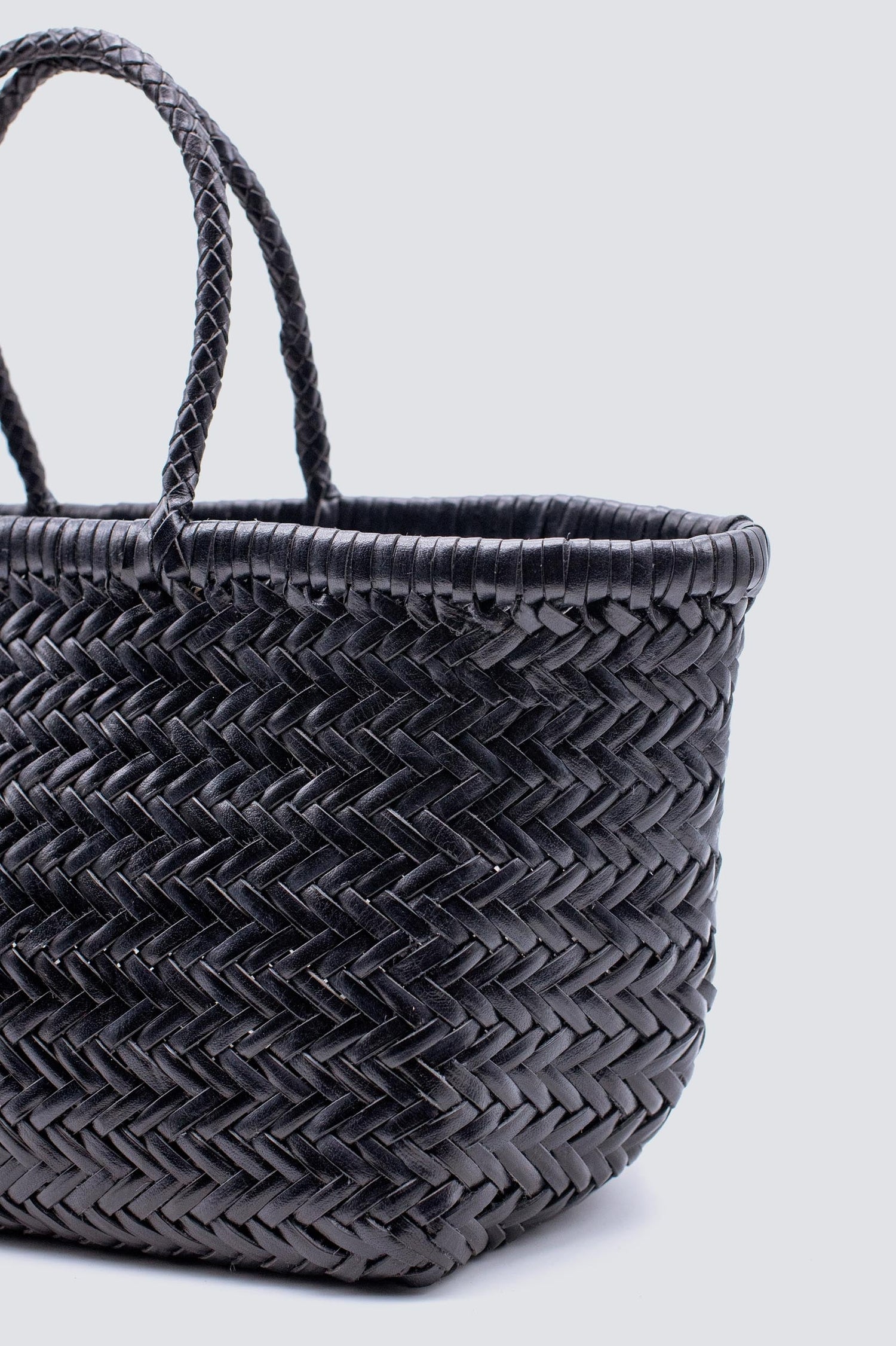 Dragon Diffusion-Triple jump small black woven leather bag handmade-dgallerystore