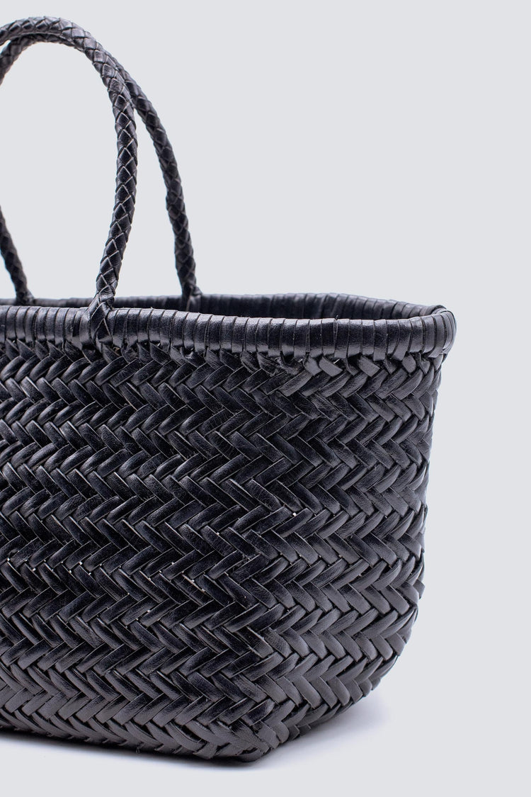 Dragon Diffusion-Triple jump small black woven leather bag handmade-dgallerystore