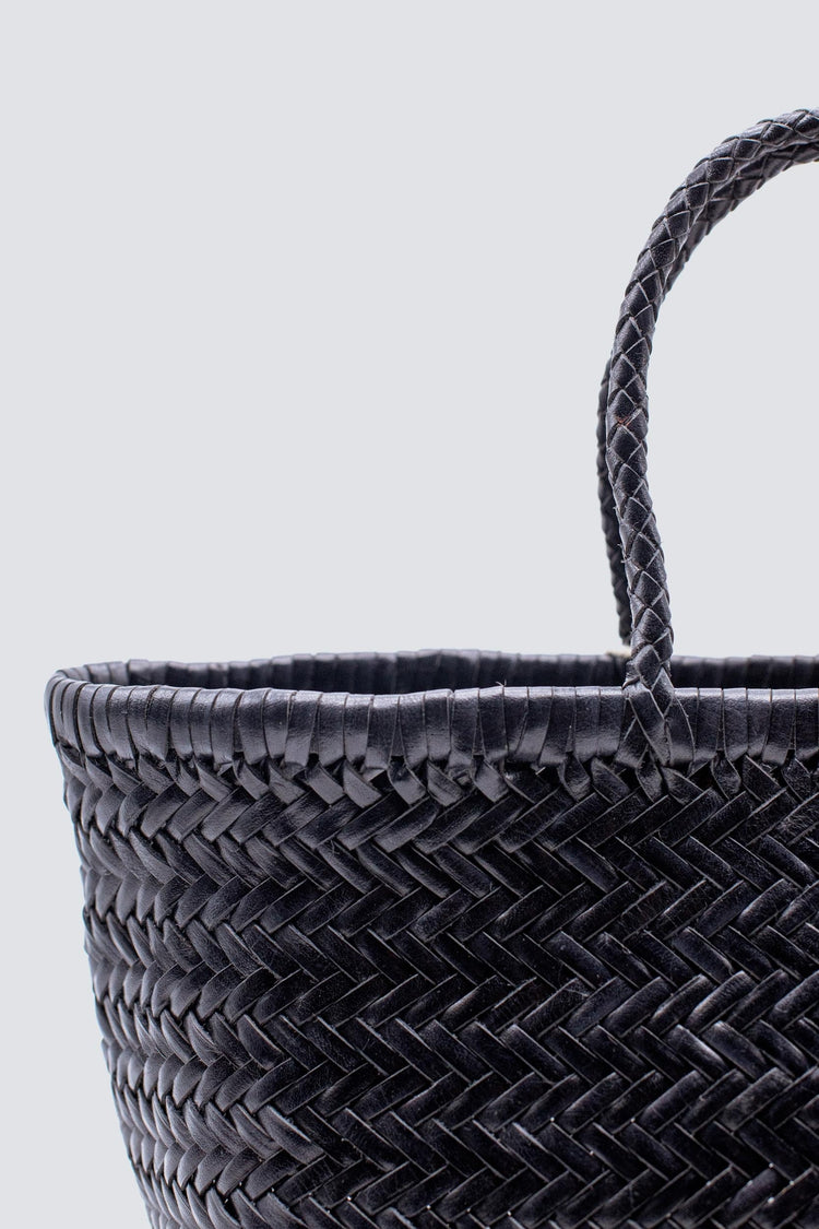 Dragon Diffusion-Triple jump small black woven leather bag handmade-dgallerystore