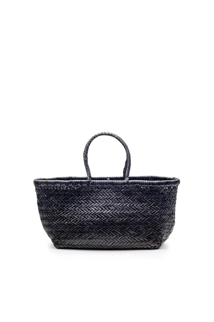 Dragon Diffusion-Triple jump small black woven leather bag handmade-dgallerystore