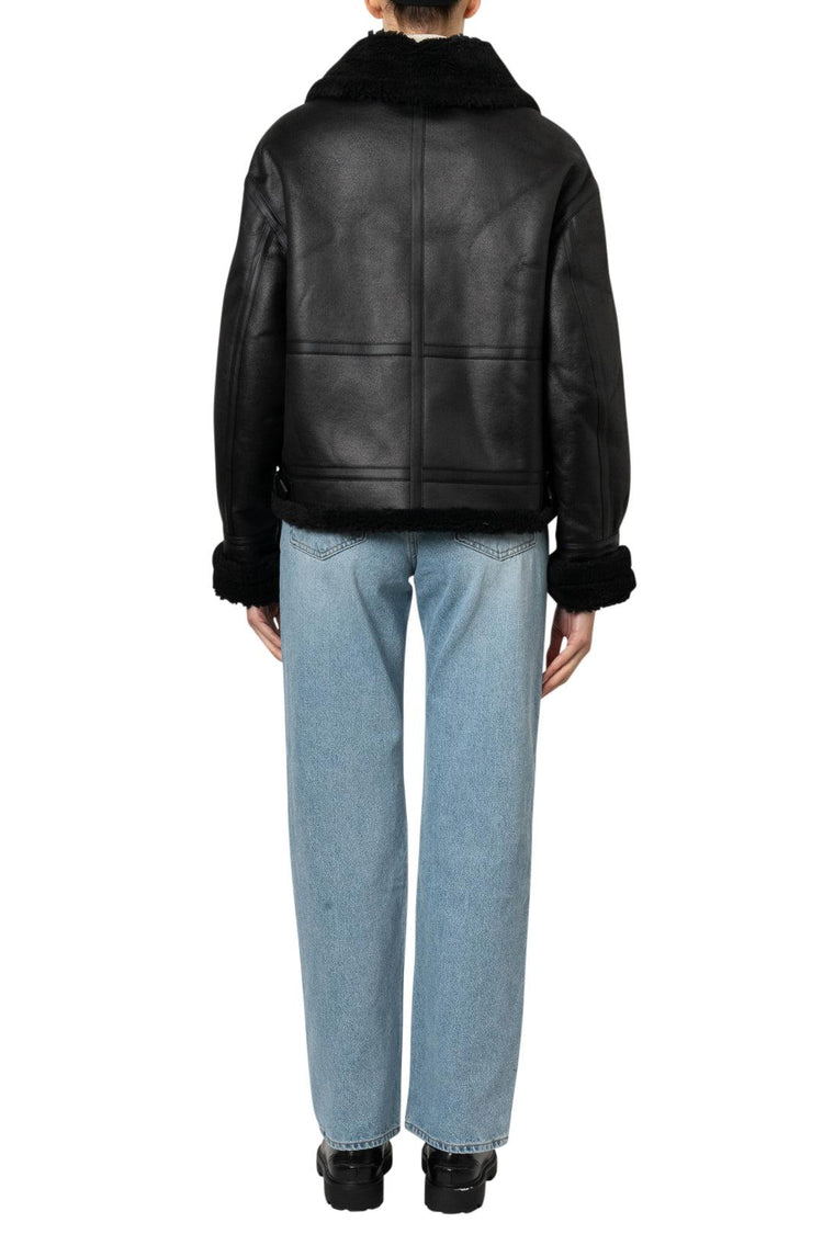 Dunst-Loose Fit Line Shearling Jacket-UDJU4D123BK-dgallerystore