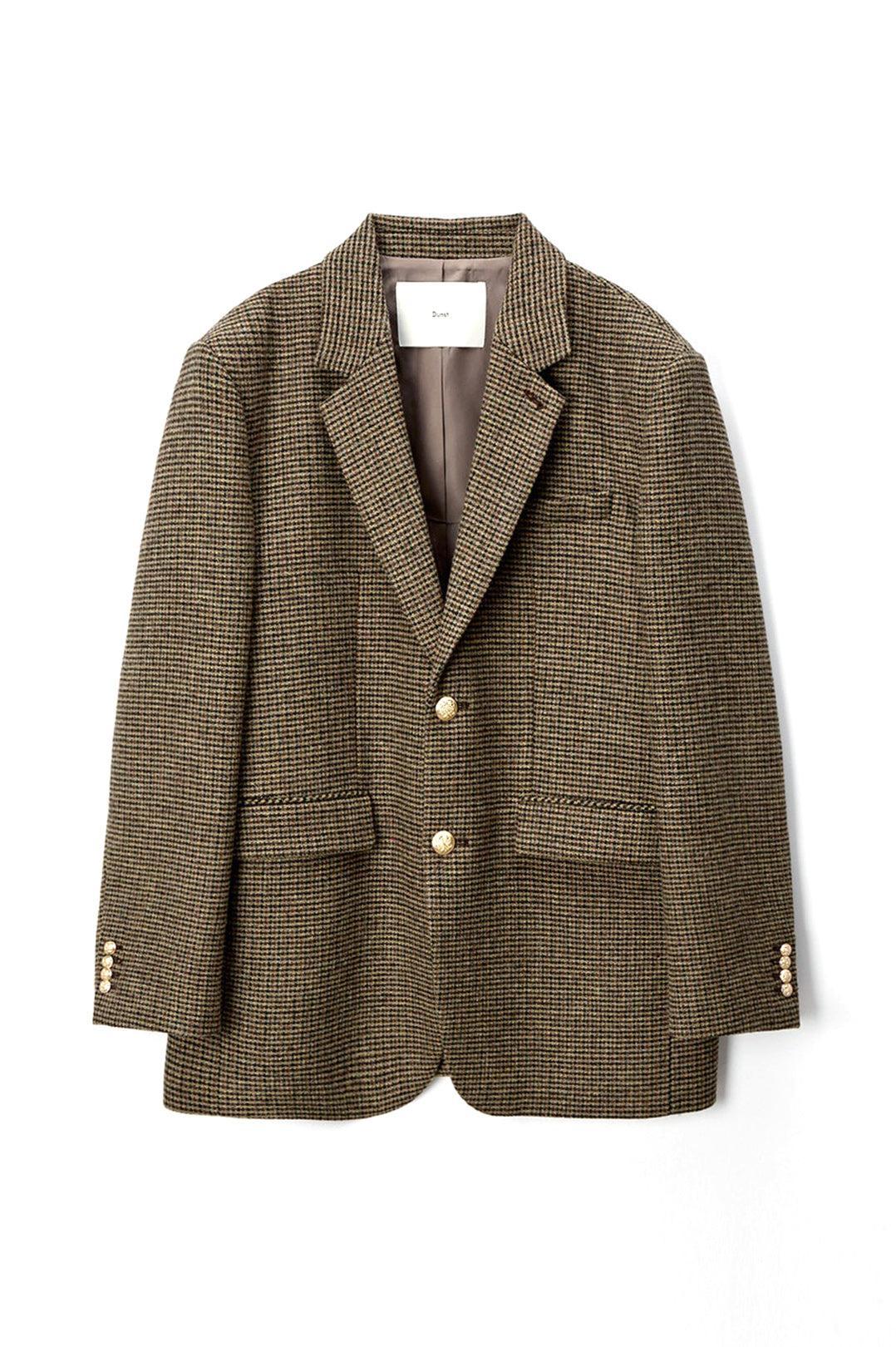 Dunst-Unisex classic 2 button wool blazer brown check-dgallerystore