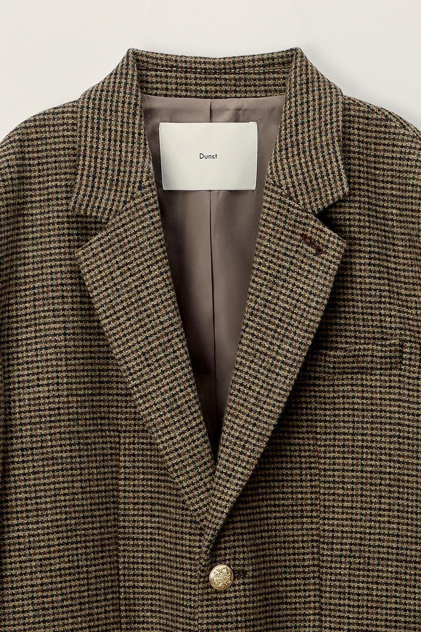 Dunst-Unisex classic 2 button wool blazer brown check-dgallerystore