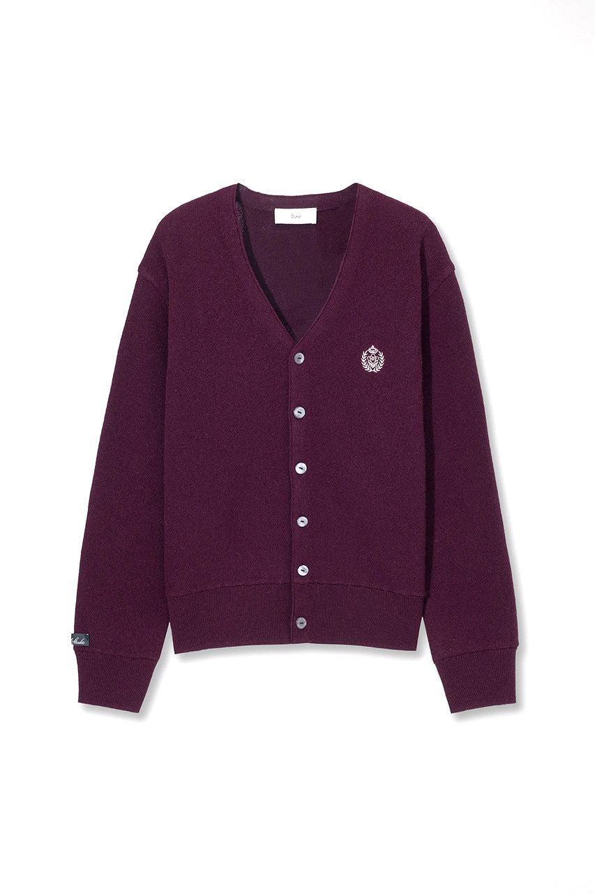 Dunst-Unisex essential logo knit cardigan burgundy-dgallerystore