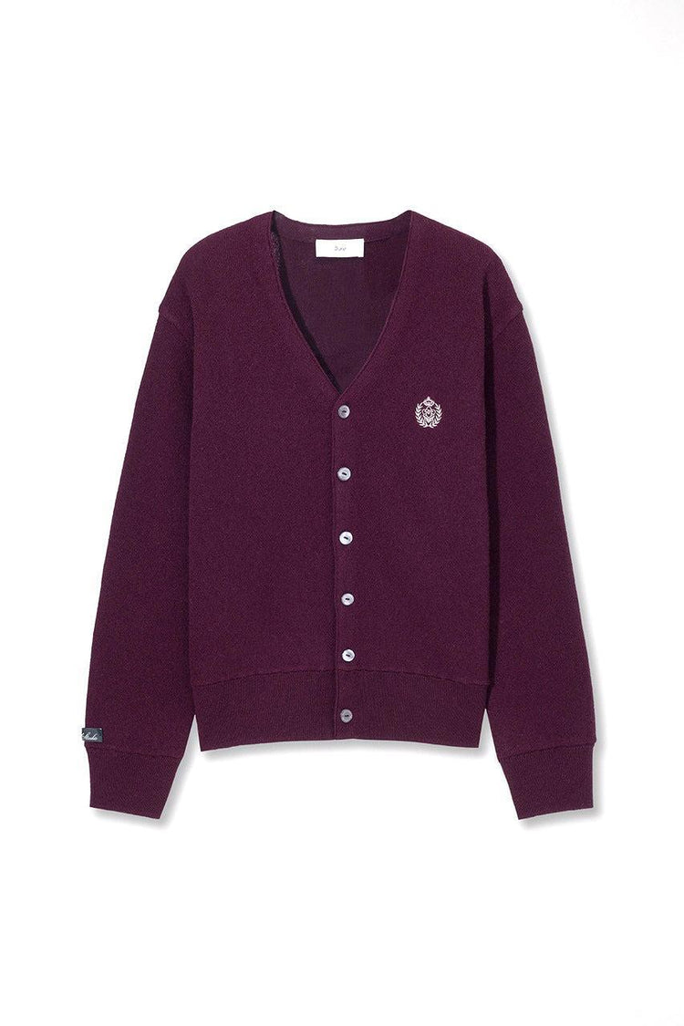 Dunst-Unisex essential logo knit cardigan burgundy-dgallerystore