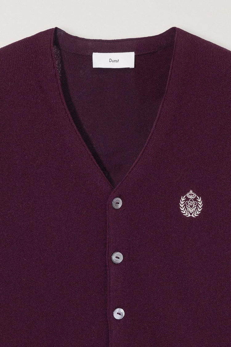 Dunst-Unisex essential logo knit cardigan burgundy-dgallerystore