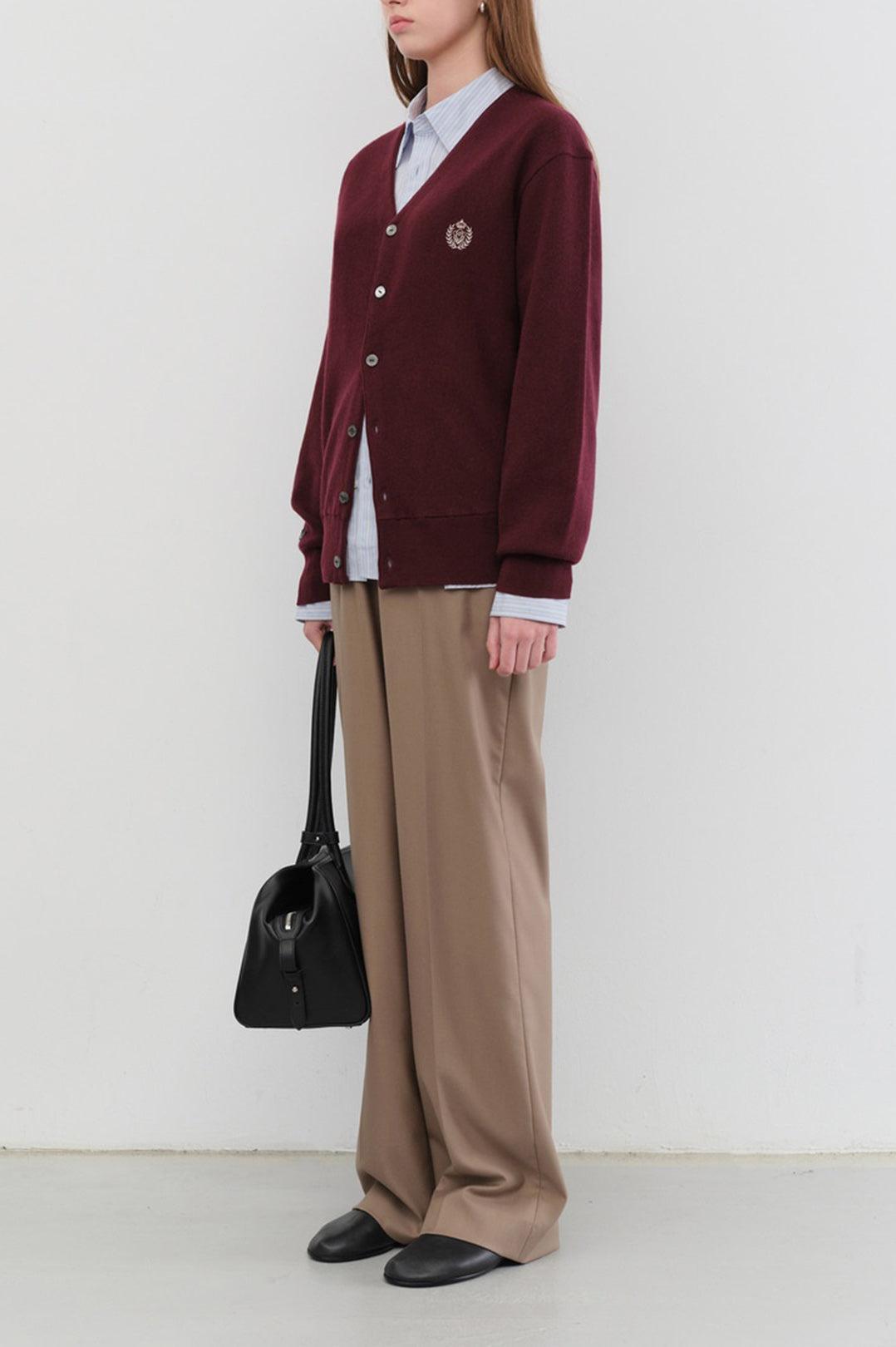 Dunst-Unisex essential logo knit cardigan burgundy-dgallerystore