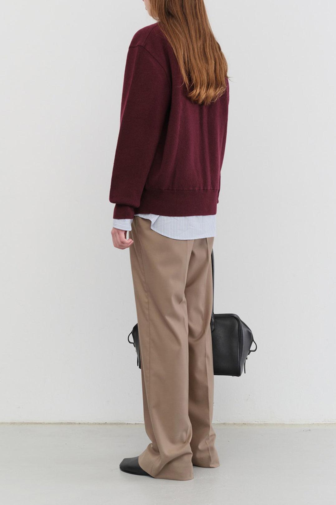 Dunst-Unisex essential logo knit cardigan burgundy-dgallerystore