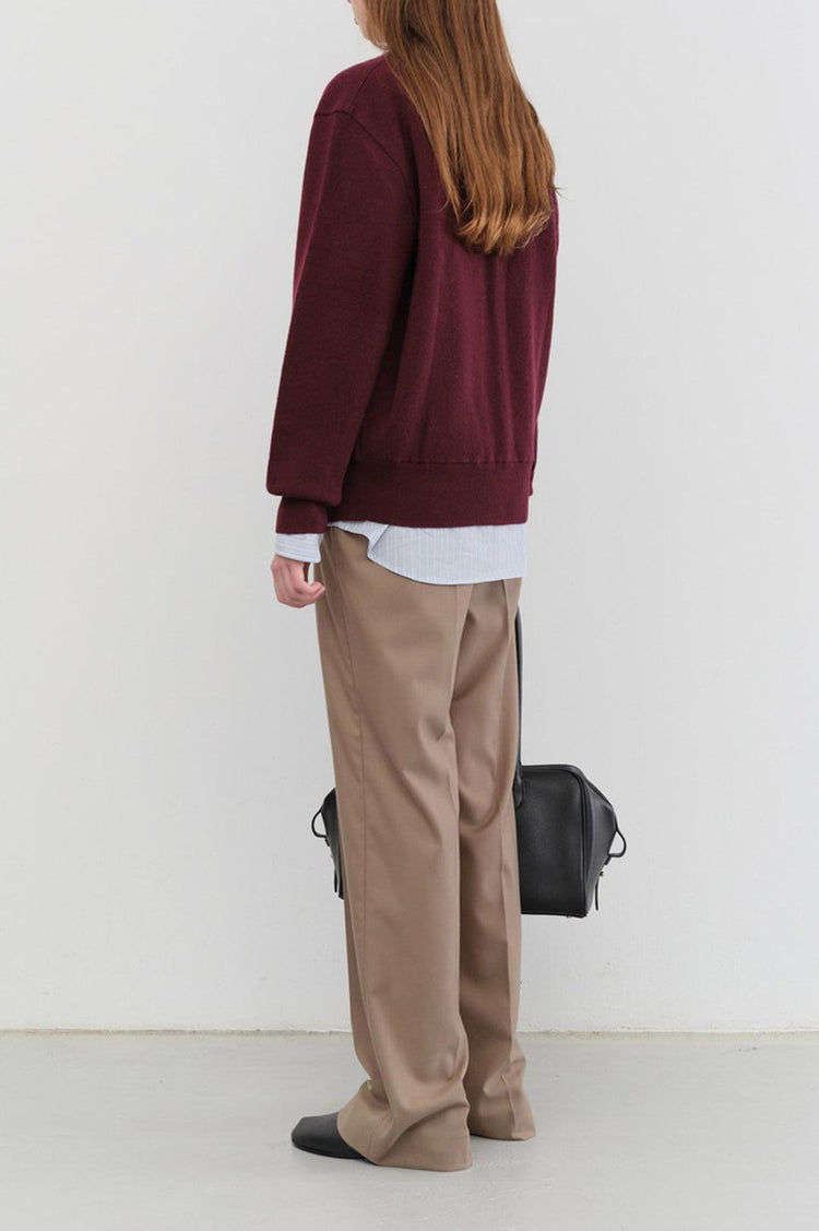 Dunst-Unisex essential logo knit cardigan burgundy-dgallerystore