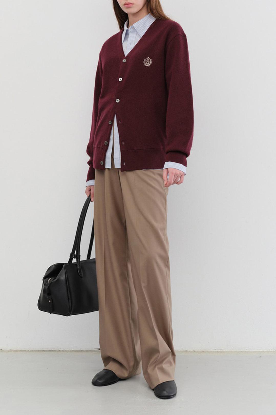 Dunst-Unisex essential logo knit cardigan burgundy-dgallerystore