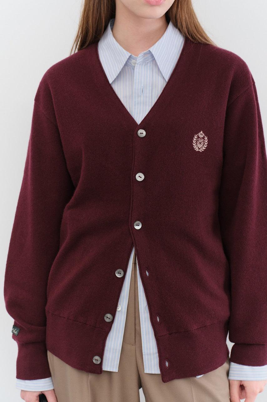 Dunst-Unisex essential logo knit cardigan burgundy-dgallerystore