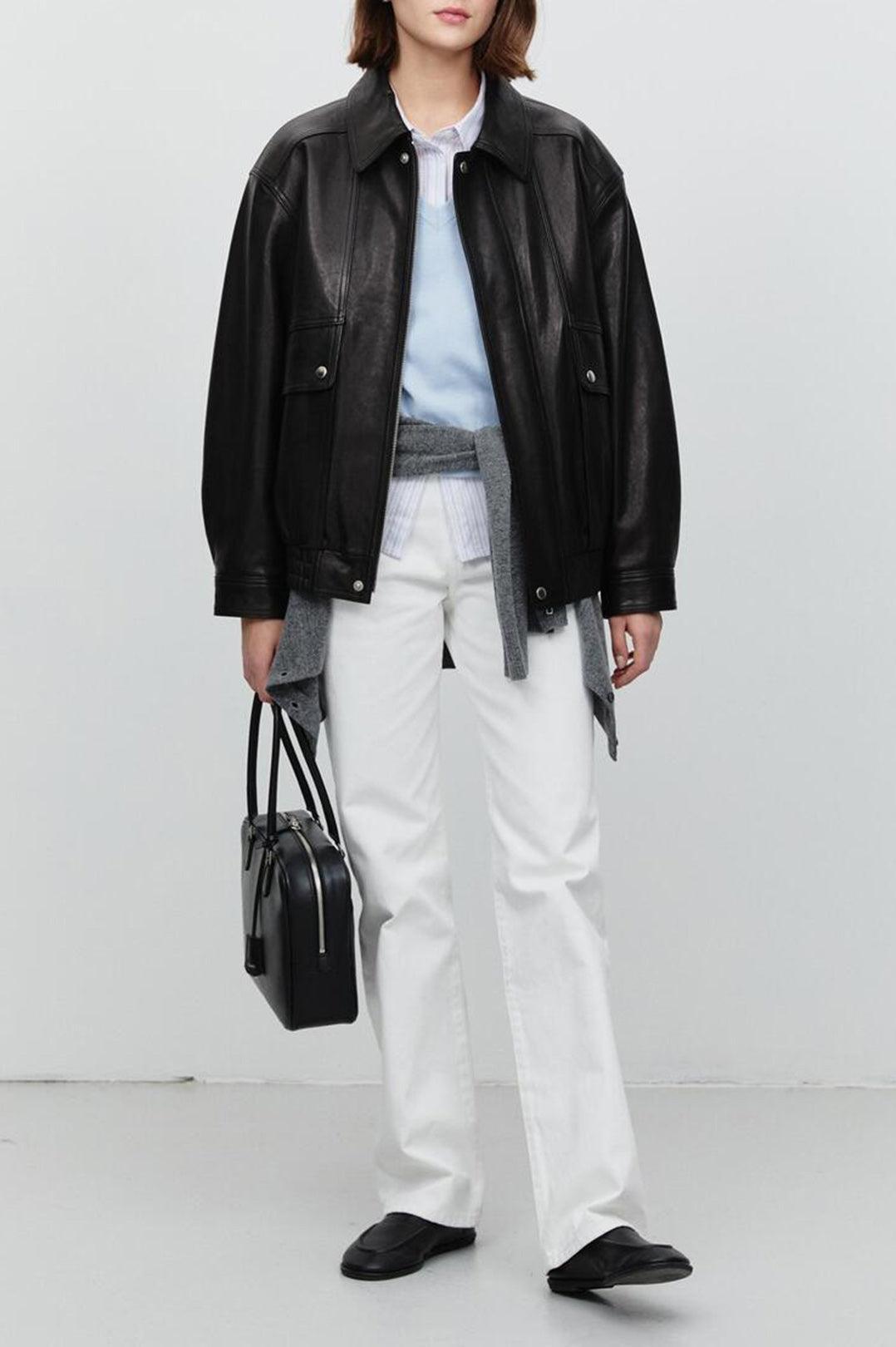 Dunst-Unisex oversized vintage leather blouson black-dgallerystore