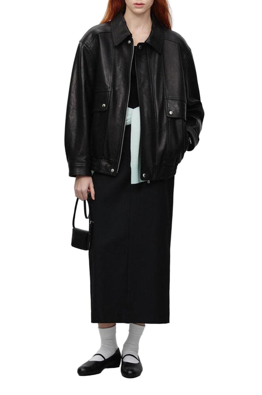 Dunst-Unisex oversized vintage leather blouson black-dgallerystore