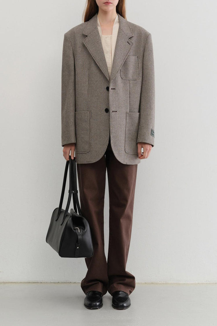 Dunst-Unisex oversized wool blazer brown check-dgallerystore