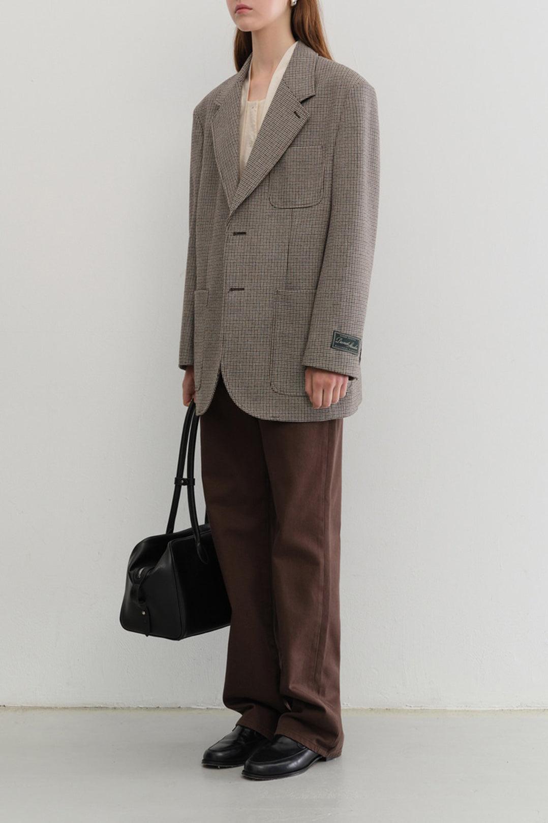 Dunst-Unisex oversized wool blazer brown check-dgallerystore
