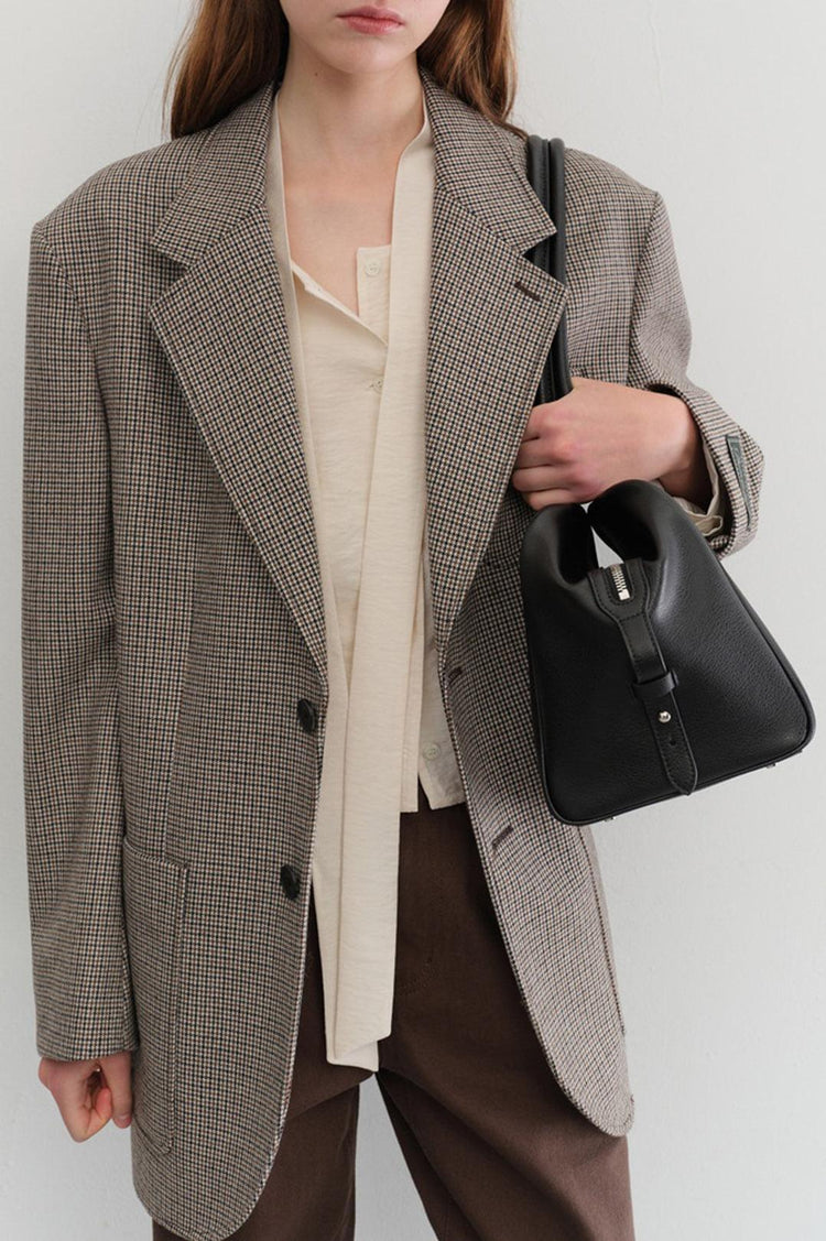 Dunst-Unisex oversized wool blazer brown check-dgallerystore