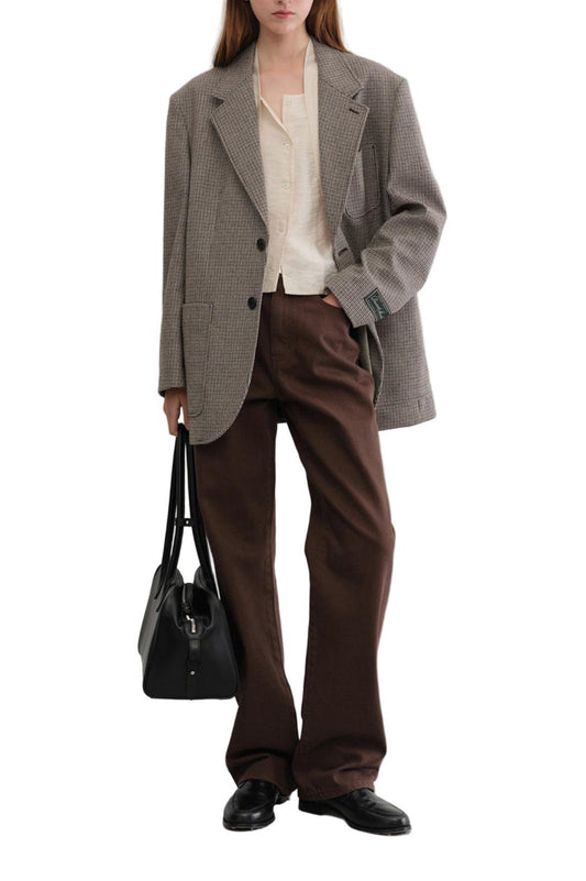 Dunst-Unisex oversized wool blazer brown check-dgallerystore