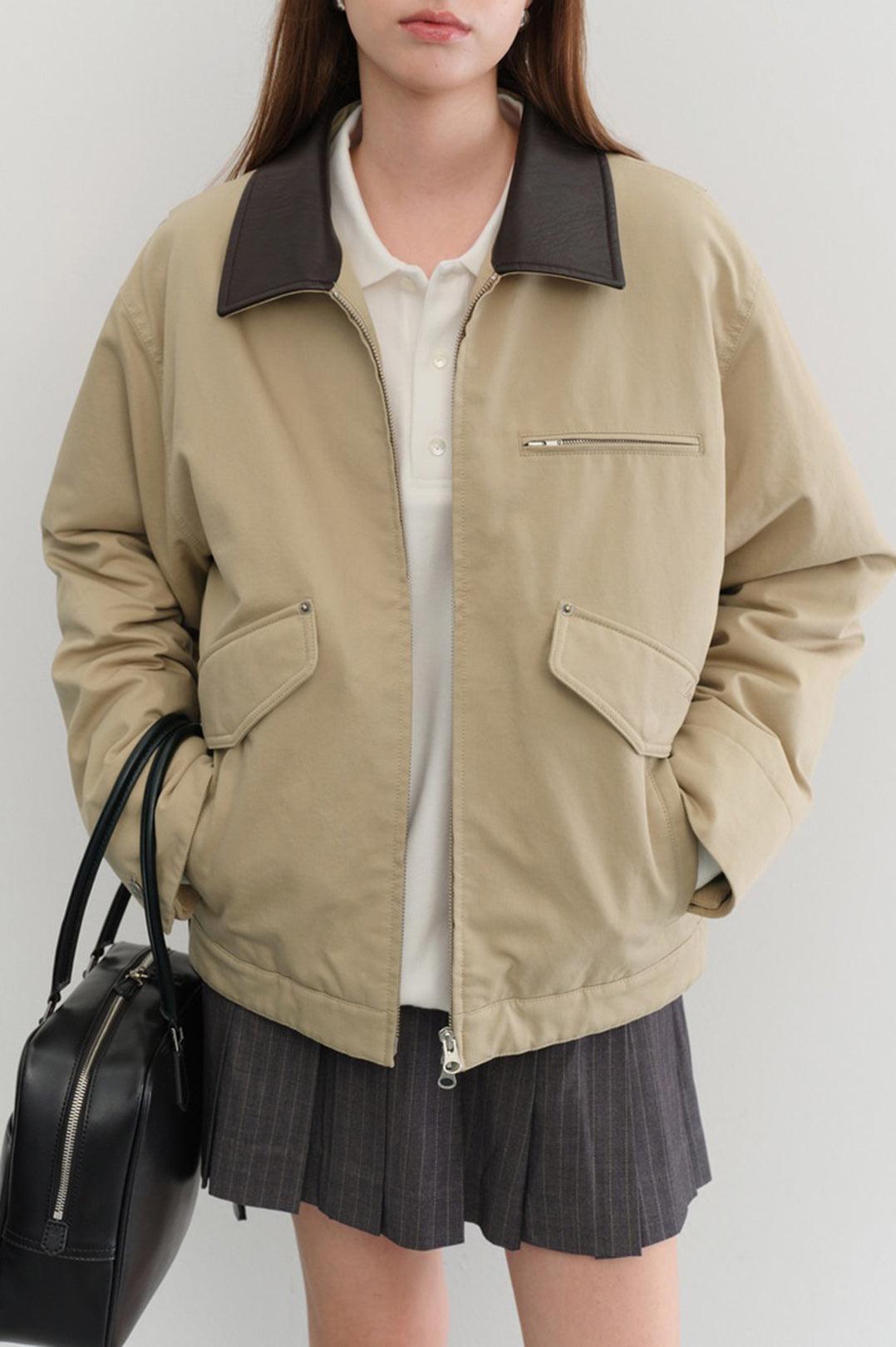 Dunst-Unisex vintage padded work jacket beige-dgallerystore