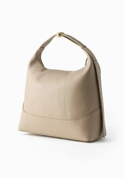 Elleme-Large loop pebbeled leather taupe-dgallerystore