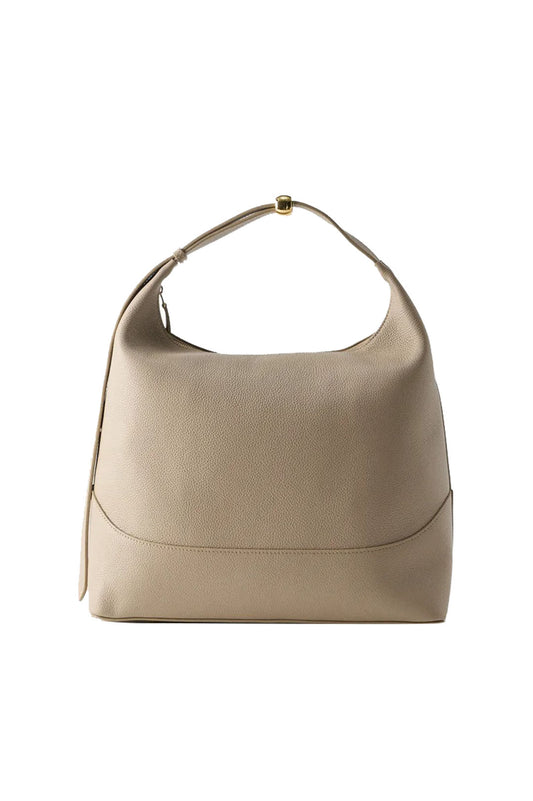 Elleme-Large loop pebbeled leather taupe-dgallerystore