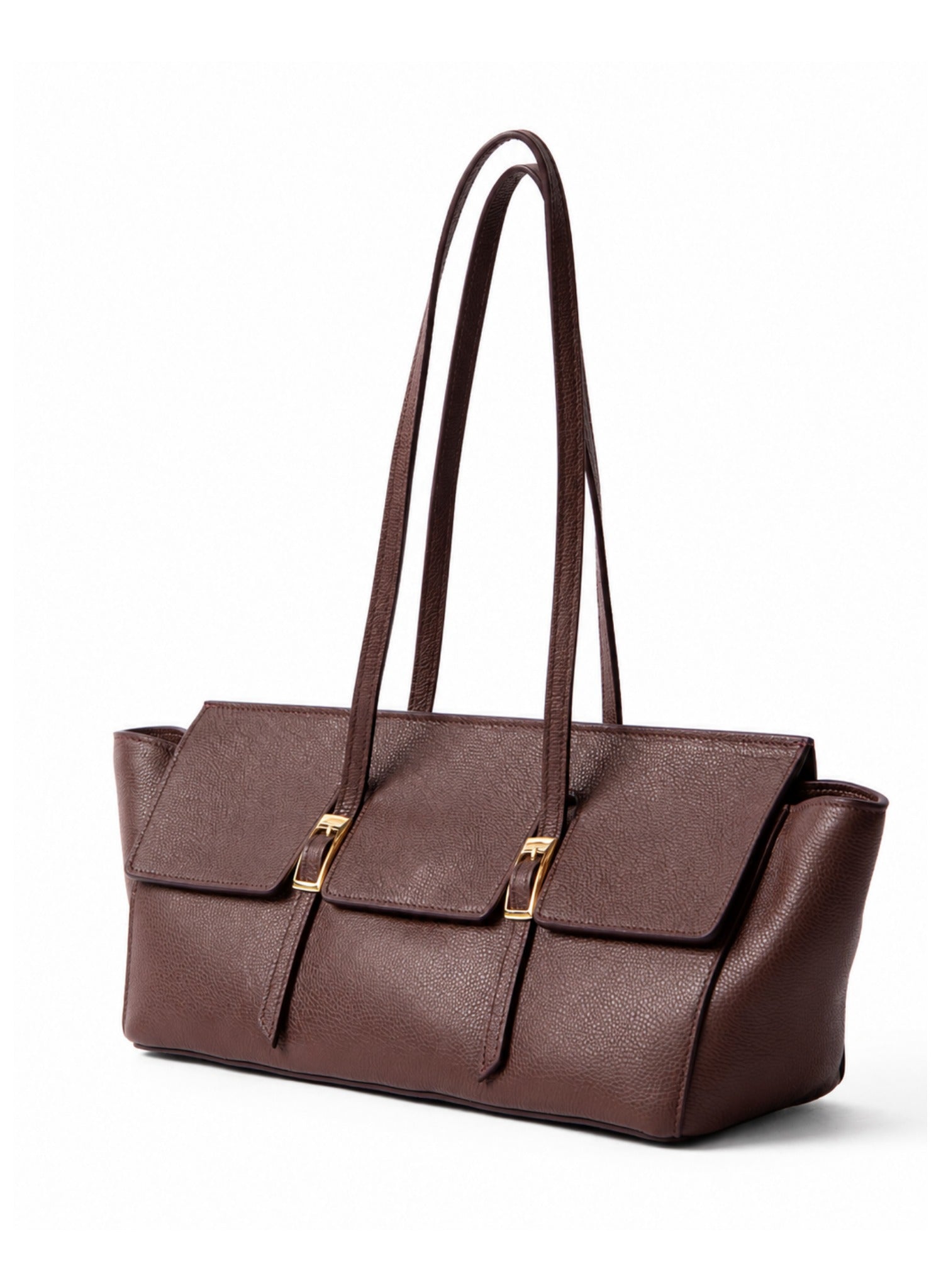 Elleme-Le bateau large pebbled leather dark brown-dgallerystore