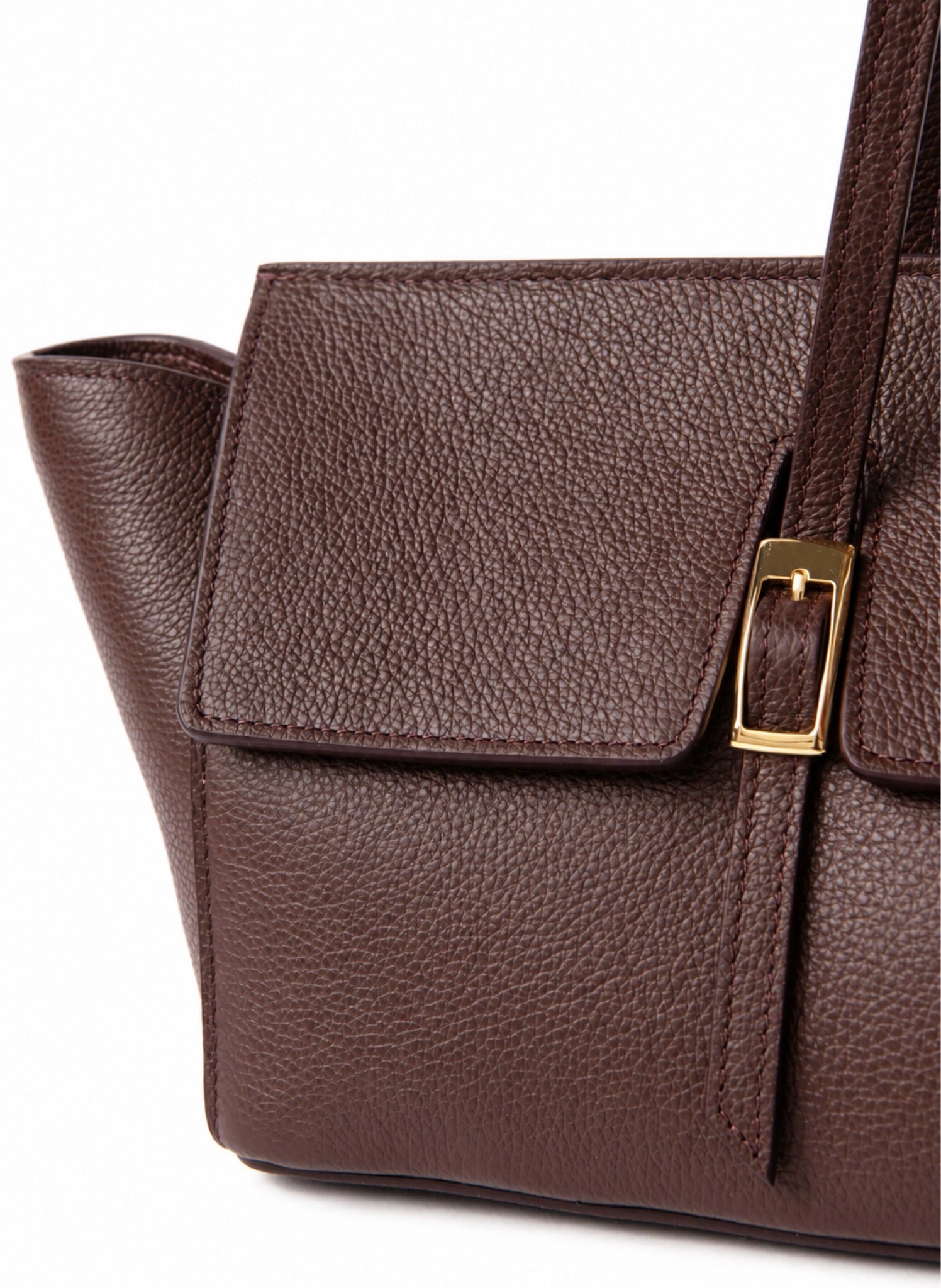 Elleme-Le bateau large pebbled leather dark brown-dgallerystore