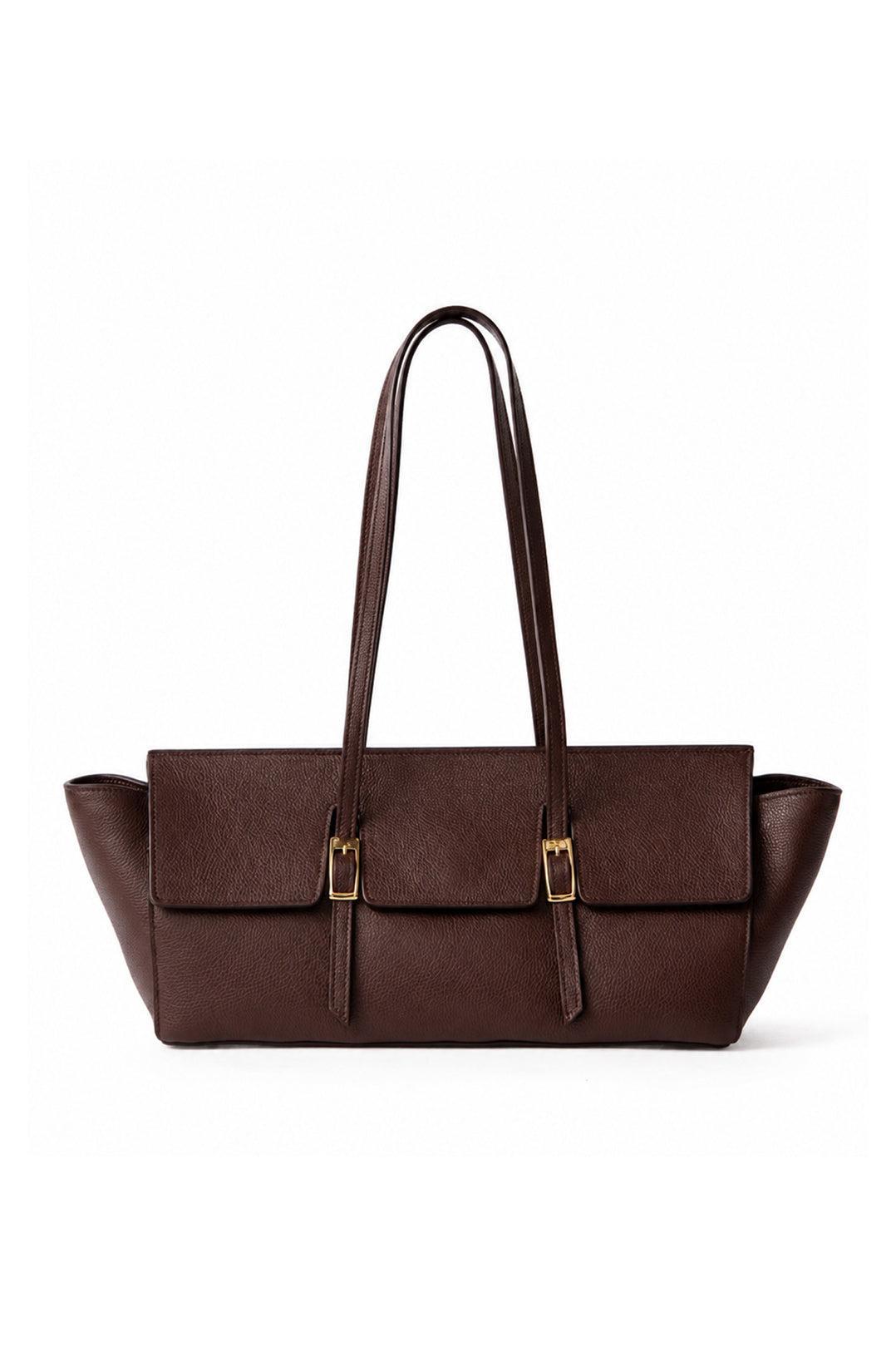 Elleme-Le bateau large pebbled leather dark brown-dgallerystore