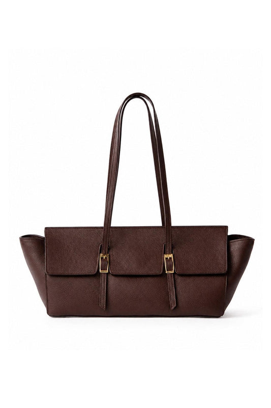 Elleme-Le bateau large pebbled leather dark brown-dgallerystore