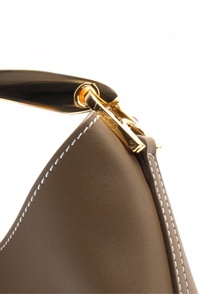 Elleme-Small boomerang leather rock white stitches-dgallerystore
