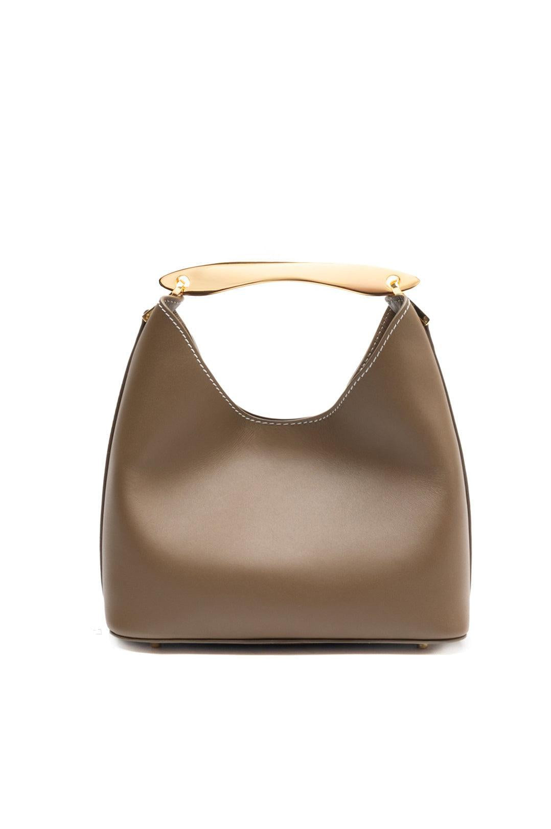 Elleme-Small boomerang leather rock white stitches-dgallerystore