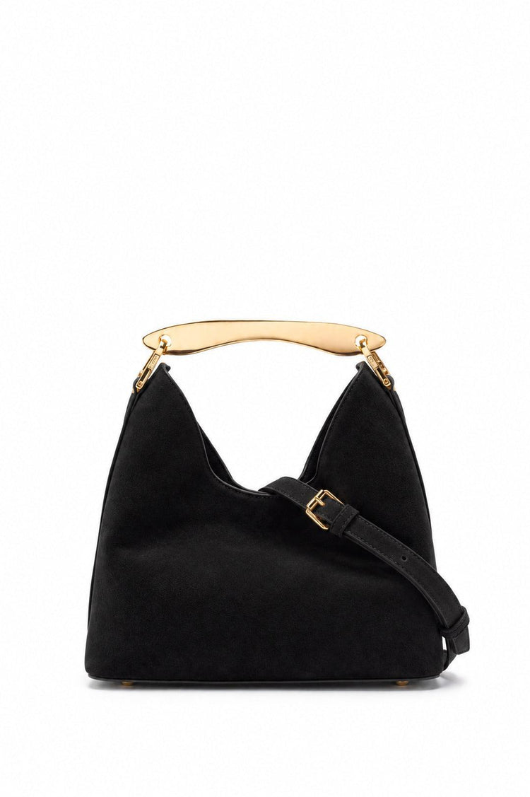 Elleme-Small Boomerang suede black gold-dgallerystore
