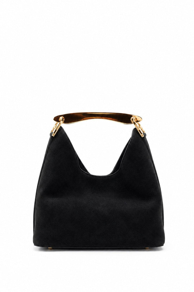 Elleme-Small Boomerang suede black gold-dgallerystore