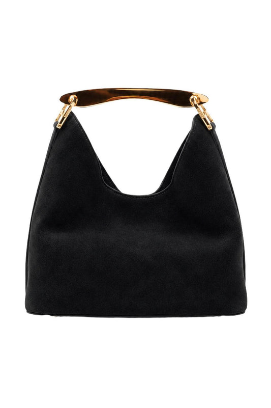 Elleme-Small Boomerang suede black gold-dgallerystore