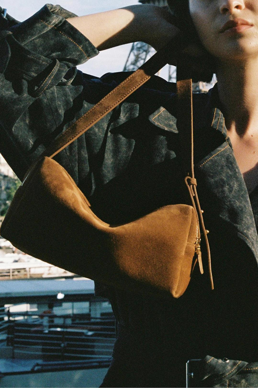 Elleme-Trousse Suede Cognac-dgallerystore
