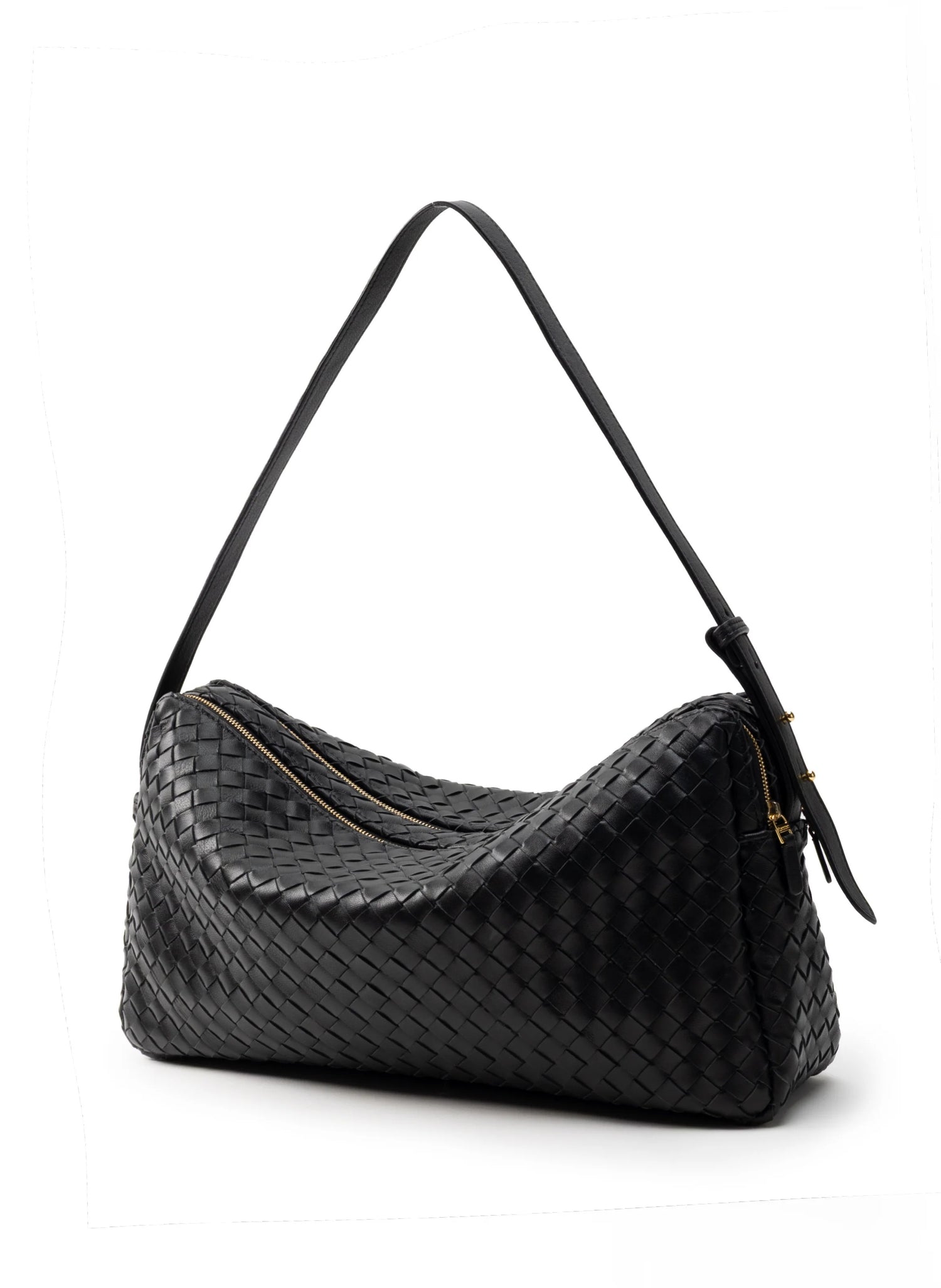 Elleme-Trousse large woven leather black-dgallerystore