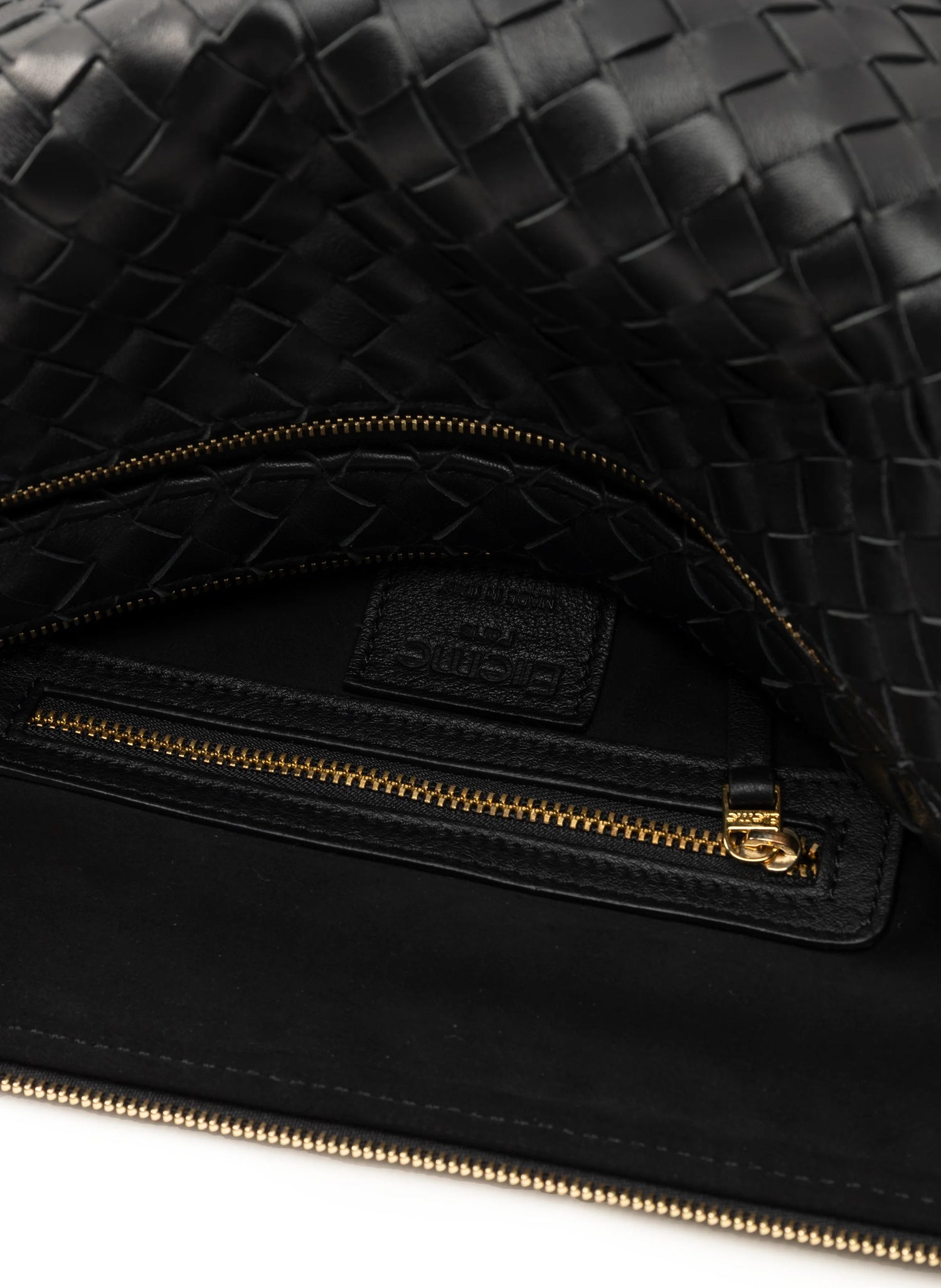 Elleme-Trousse large woven leather black-dgallerystore