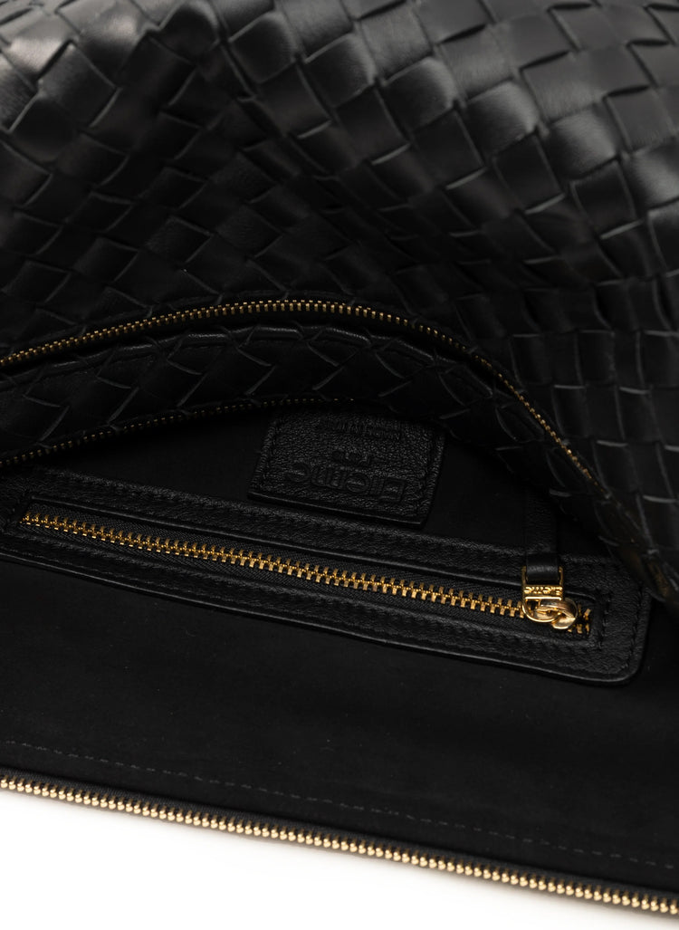 Elleme-Trousse large woven leather black-dgallerystore