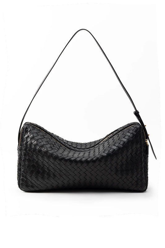 Elleme-Trousse large woven leather black-dgallerystore
