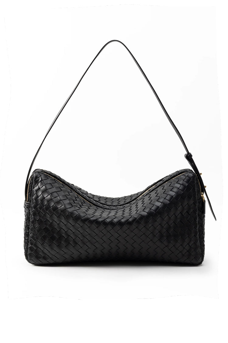 Elleme-Trousse large woven leather black-dgallerystore