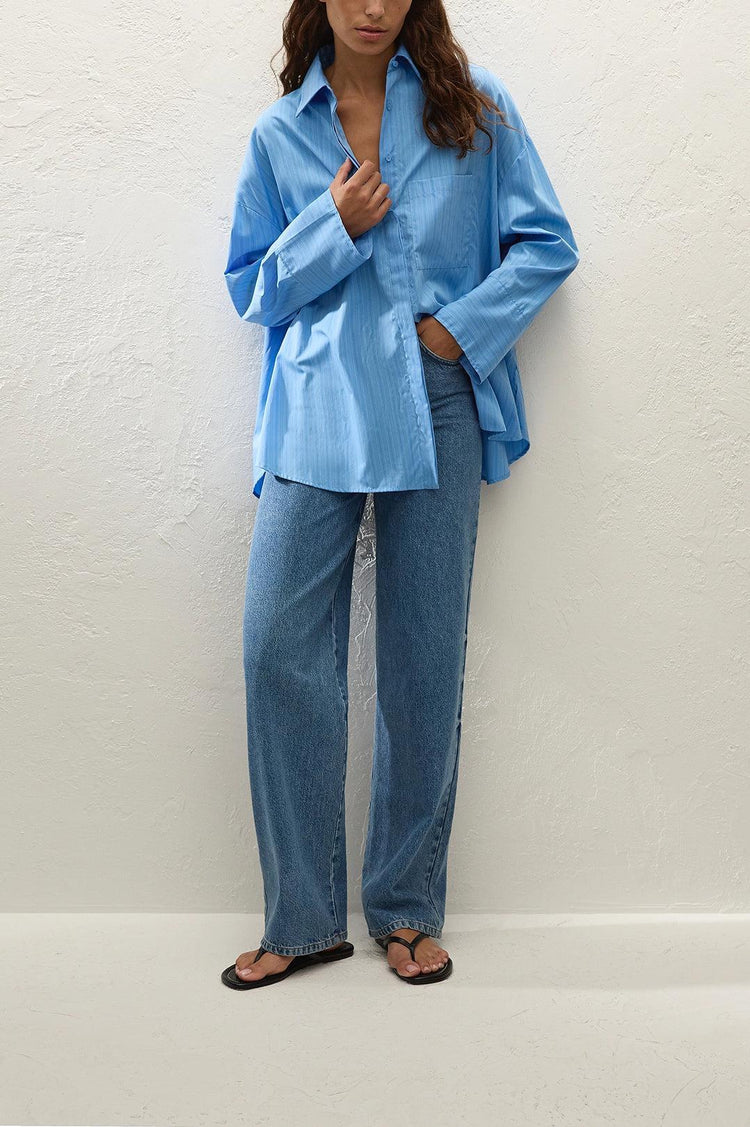 Faithfull-Clemente shirt mico pinstripe azul-dgallerystore