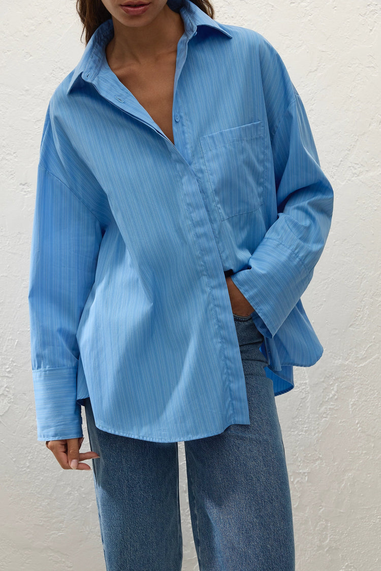 Faithfull-Clemente shirt mico pinstripe azul-dgallerystore